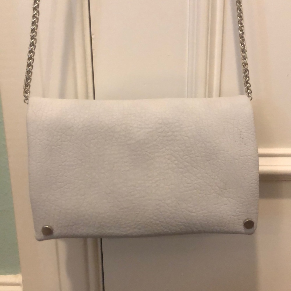 Grey faux leather cross body purse